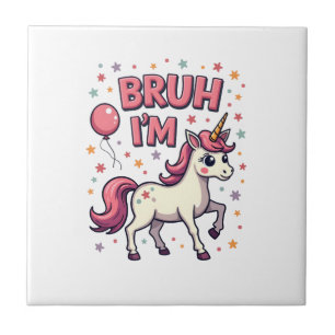 Vintage Bruh ich bin 8 Einhorn Geburtstagsfeier Sü Fliese