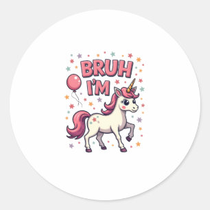 Vintage Bruh ich bin 8 Einhorn Geburtstagsfeier Sü Runder Aufkleber
