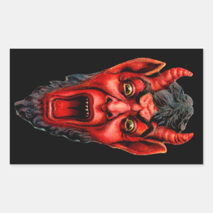 Vintage brüllender Krampus Rechteckiger Aufkleber