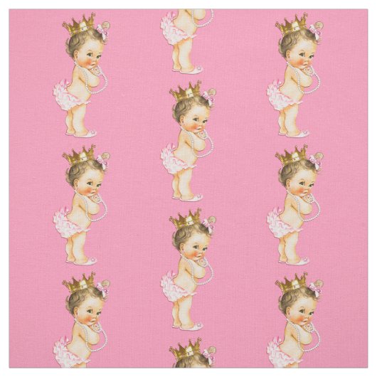 Vintage brünette kleine Prinzessin Stoff (Muster)