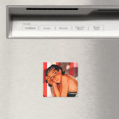 Vintage Brünette Schönheit Pinup Magnet (In Situ (Geschirrspüler))