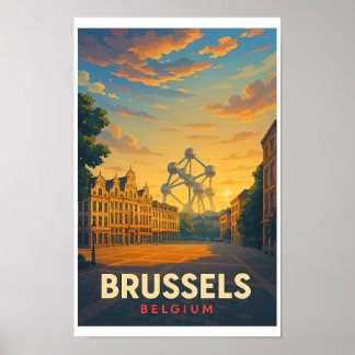 Vintage Brüssel Belgien Reiseplakat Poster