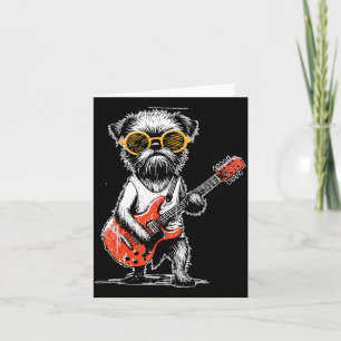 Vintage Brussels Griffon spielt Rockmusik auf der Karte