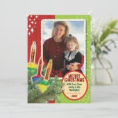 Vintage Bubble Lights Weihnachtsfotokarten Einladung (Stehend Vorderseite)