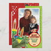 Vintage Bubble Lights Weihnachtsfotokarten Einladung (Vorne/Hinten)