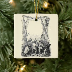 Vintage Buccaneers und ein schiffsgepeitschtes Pir Keramikornament