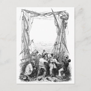 Vintage Buccaneers und ein schiffsgepeitschtes Pir Postkarte