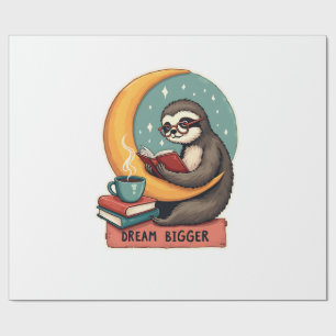 Vintage-Buch-Faultier-Leserliebhaber-Süßes-Retro-D Geschenkpapier