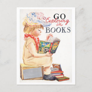 Vintage-"Buch-Woche-Plakat "Entdeckt beim Lesen" Postkarte
