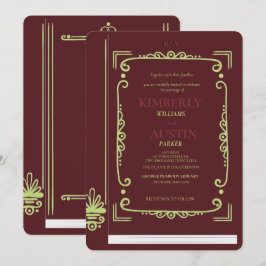 Vintage Buchabdeckung | Book Theme Wedding Einladu Einladung