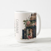 Vintage-Buchbild-Tasse | Anpassbarer Text Kaffeetasse (VorderseiteRechts)