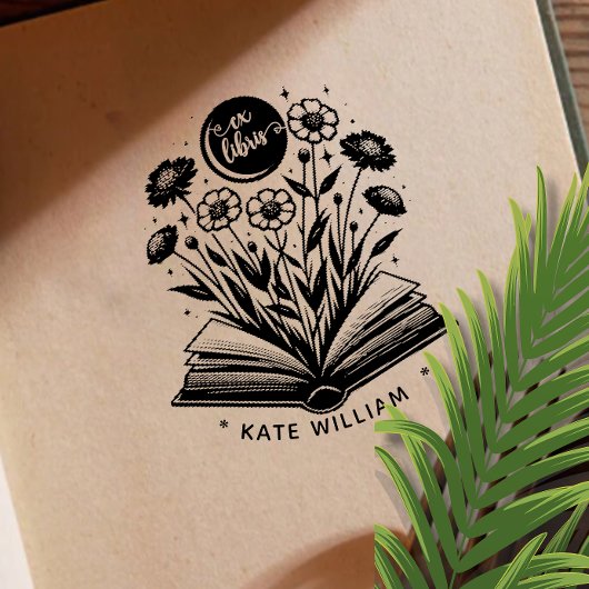 Vintage Buchblüte Custom ex libris Permastempel