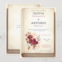 Vintage Buchdecke Elegante Romantische Hochzeit Einladung