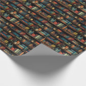 Vintage Bücher auf der virtuellen Bibliothek Geschenkpapier (Ecke)