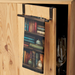 Vintage Bücher auf der virtuellen Bibliothek Geschirrtuch