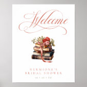 Vintage Bücher Blume & Brautparty Willkommen Poster (Vorne)