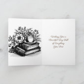 Vintage Bücher, Blume und Kaffee Friend Geburtstag Karte (Innenseite)