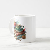 Vintage-Bücher, Blumen und Kaffee oder Tee Kaffeetasse (Vorderseite Links)