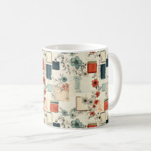 Vintage Bücher Coral Türkis Florales Scrapbook Kaffeetasse