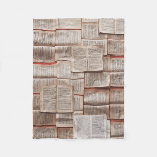 Vintage Bücher Fleecedecke (Vorderseite)