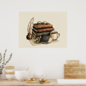 Vintage Bücher & Gemütliche Leseecke | Poster (Küche)