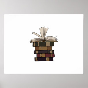 Vintage Bücher gestapelt Poster