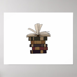 Vintage Bücher gestapelt Poster