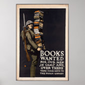 Vintage Bücher Gewollt Poster (Vorne)