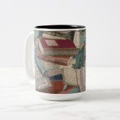 Vintage Bücher Hintergrundbuchliebhaber Zweifarbige Tasse (Vorderseite Links)