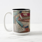 Vintage Bücher Hintergrundbuchliebhaber Zweifarbige Tasse (Links)