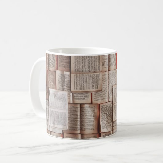 Vintage Bücher Kaffeetasse (Vorderseite Links)
