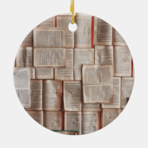 Vintage Bücher Keramik Ornament