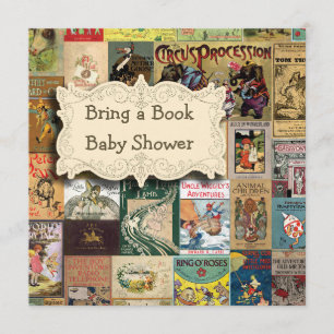 Vintage Bücher mit Bücherdusche Einladung