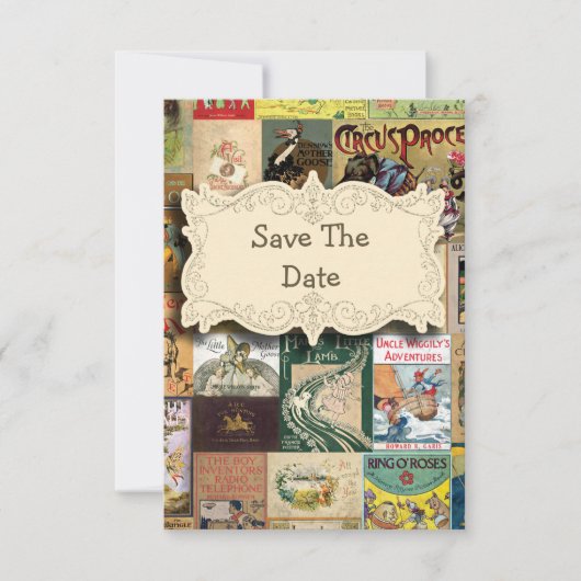 Vintage Bücher mit Bücherdusche Einladung (Vorderseite)