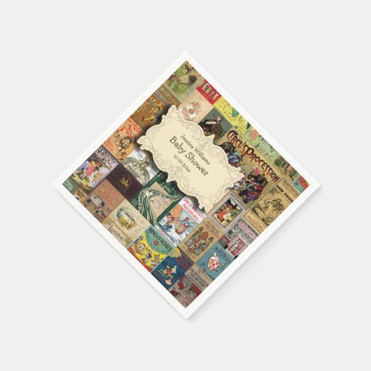 Vintage Bücher mit Bücherdusche Serviette (Ecke)