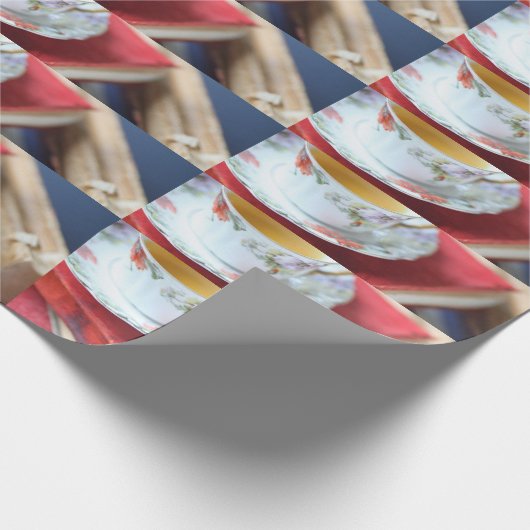 Vintage Bücher mit Tee Geschenkpapier (Ecke)