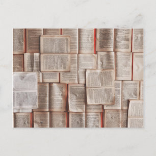 Vintage Bücher Postkarte