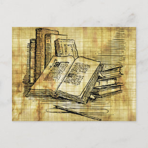 Vintage Bücher Postkarte