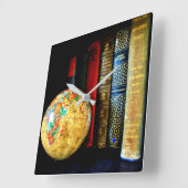 Vintage Bücher Quadratische Wanduhr (Winkel)