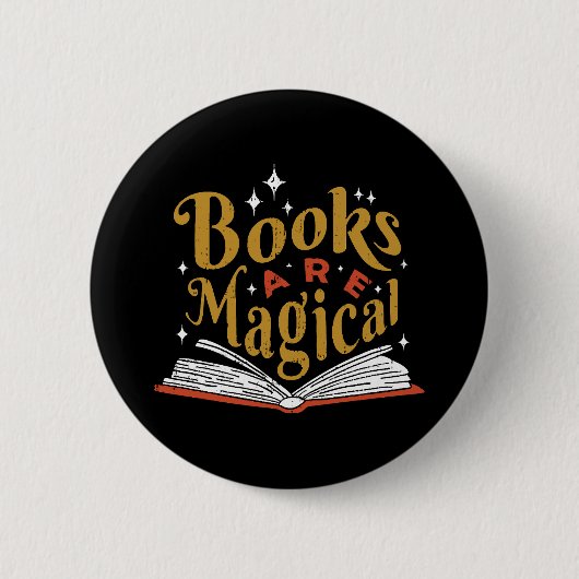 Vintage Bücher sind magisch Button (Vorderseite)