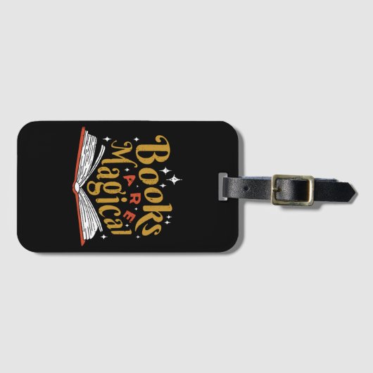 Vintage Bücher sind magisch Gepäckanhänger (Vorderseite (Horizontal))