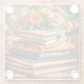 Vintage Bücher und Blume aus der Antike Glasuntersetzer (Rückseite)