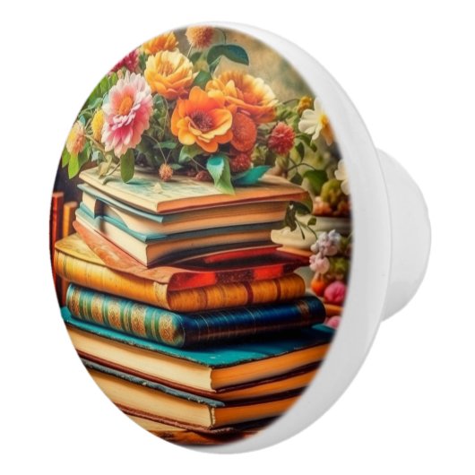 Vintage Bücher und Blume aus der Antike Keramikknauf (Rechts)