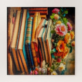Vintage Bücher und Blume aus der Antike Puzzle (Horizontal)