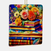 Vintage Bücher und Blume Keramikornament (Rechts)