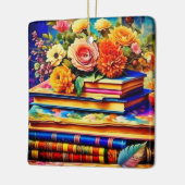 Vintage Bücher und Blume Keramikornament (Links)