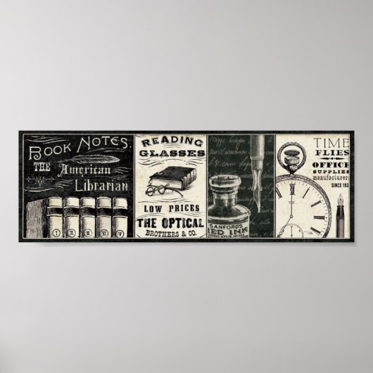 Vintage Bücher und Büromaterial Poster (Vorne)