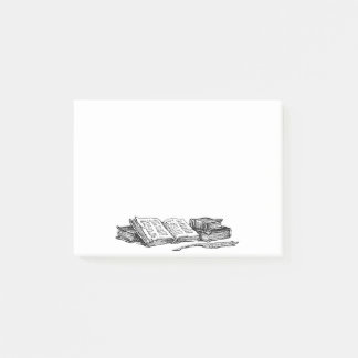 Vintage Bücher und das Schreiben von Quill Stickys Post-it Klebezettel