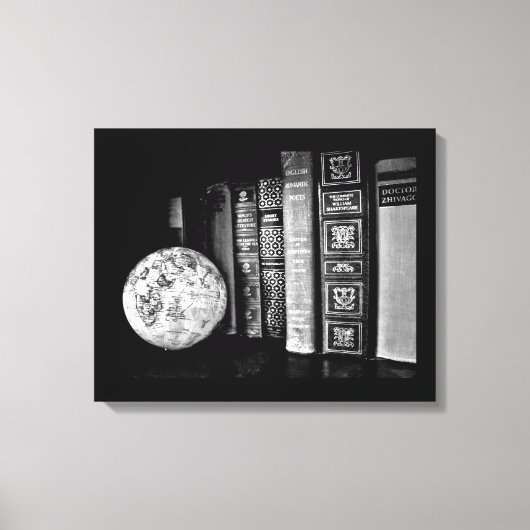 Vintage Bücher und Globe Leinwanddruck (Vorderseite)
