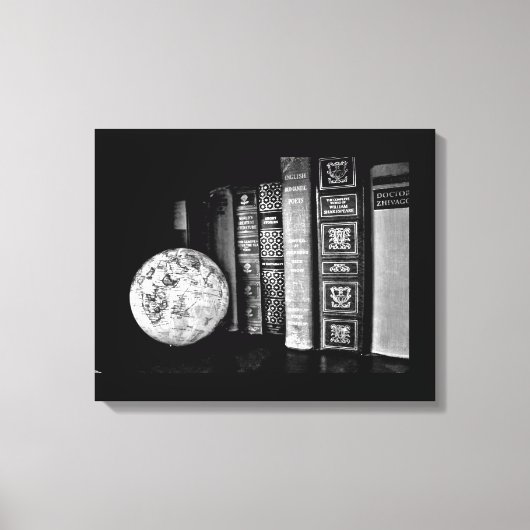 Vintage Bücher und Globe Leinwanddruck (Vorderseite)